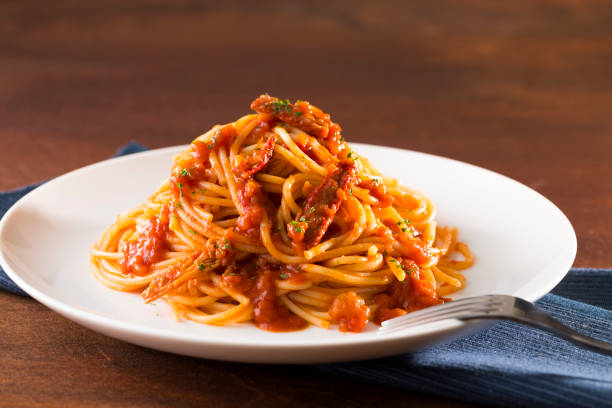 istock Spaghetti with crab and crab miso in tomato sauce 2169546784