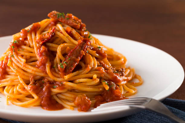 istock Spaghetti with crab and crab miso in tomato sauce 2169546797