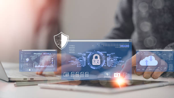 istock Businesswomen select the icon security on the virtual display to Data protection Cyber Security Privacy Business Internet, and Networking Technology concept. 2169547514