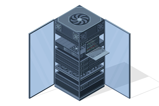 Isometric Server Server Racks Server Boxes Isolated Network Server Room ...