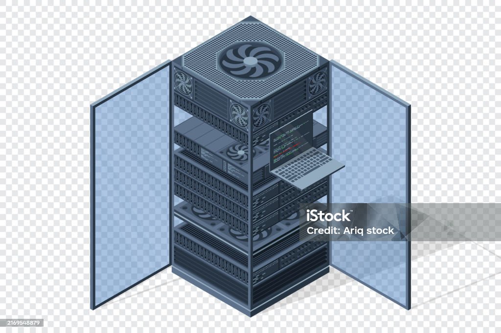 Isometric Server Server Racks Server Boxes Isolated Network Server Room ...