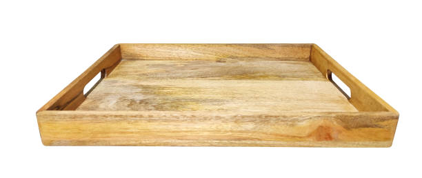 istock Empty wooden tray on white background 2169557431