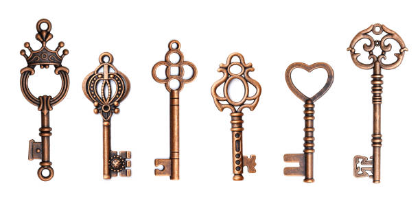 istock Set of old metal keys isolated on white background 2169558003