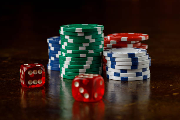 istock Group of gambling chips and red dice 2169561294