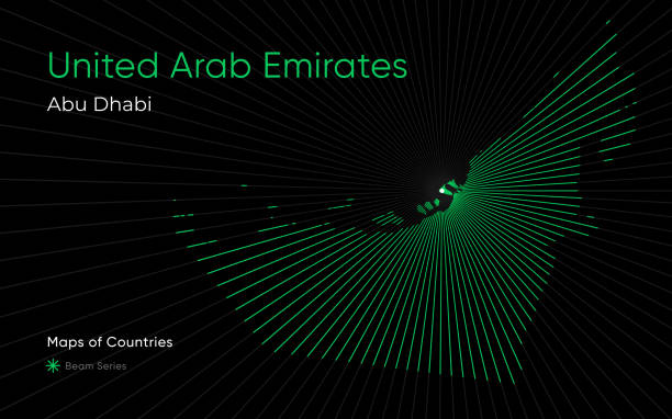 istock Creative Laser Map of United Arab Emirates with Abu Dhabi as the Center 2169565476