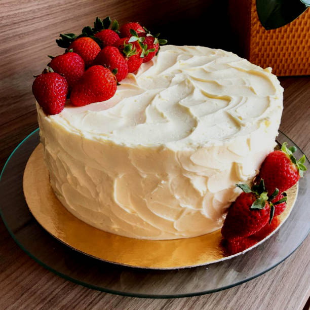 istock Cake decorated with fresh strawberries. 2169573969