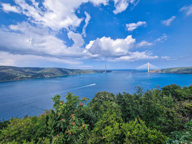 istock Bosphorus forests blue sky bridge themed wide angle landscape photo 2169603538