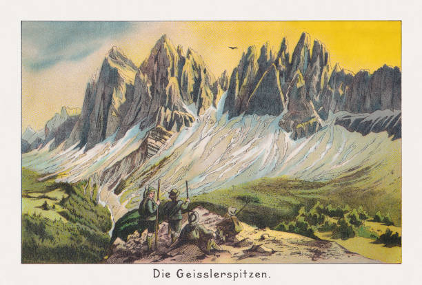 istock Odle Group, Dolomites, South Tyrol, Italy, chromolithograph, published in 1891 2169614087