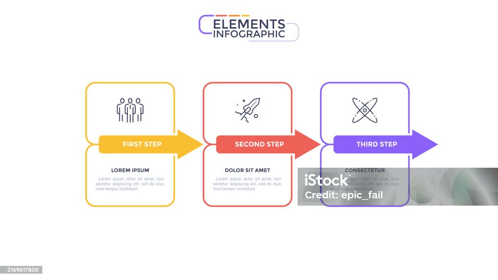 Basic Progres Image Infographic Elements Of Progress Diagram Template With 3 Stages Steps ...