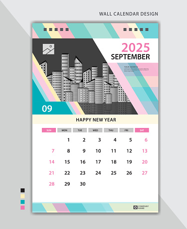 September 2025 Layout Wall Calendar 2025 Template Pastel Creative ...