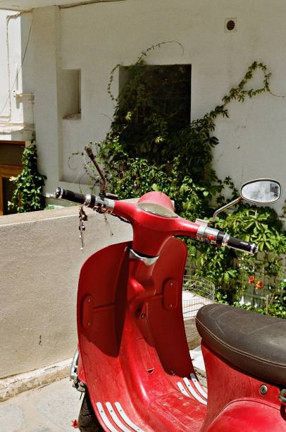 istock Red motorcycle in Syros, Grece. 2169624365