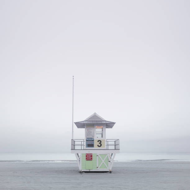 Beach after snowfall in unusually cold weather