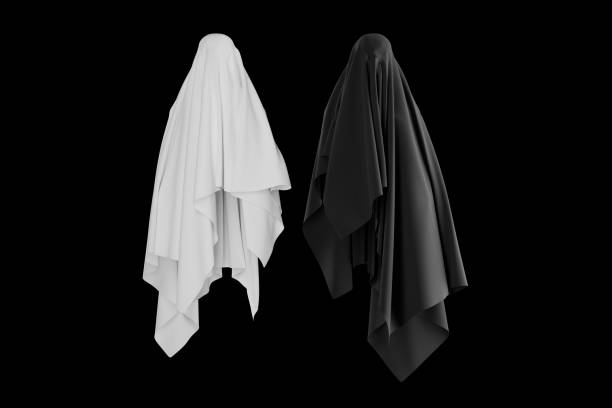 istock Abstract Flying Ghost Cloth Black and White - 3D Illustration Render 2169625491