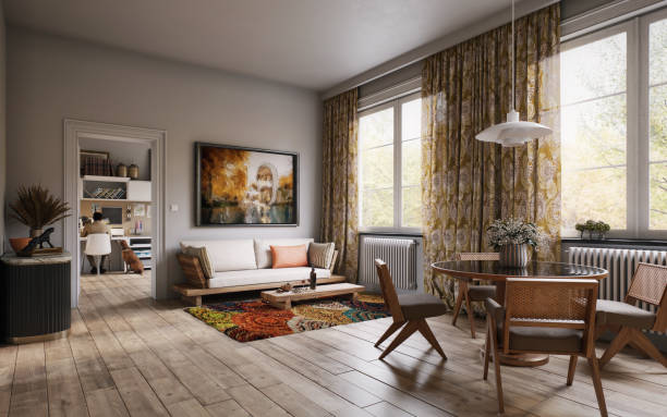 istock Warm and Cozy Living Space with Adjacent Home Office 2169625775