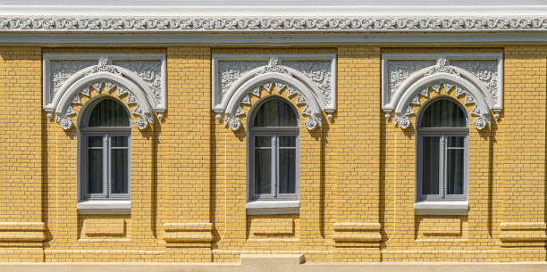 A fragment of a house with windows