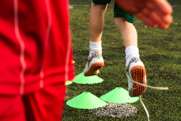 Soccer team on training in the soccer field