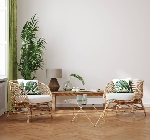 istock Mockup frame in bedroom interior background, Coastal boho style 2169644639