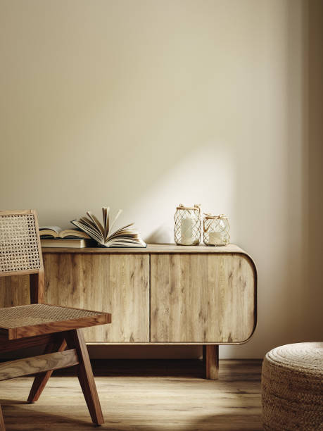 istock Home mockup, beige room interior, wall mockup 2169644646