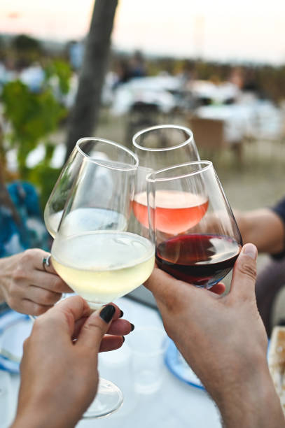 istock Group of friends toasting with wine close up. 2169648600