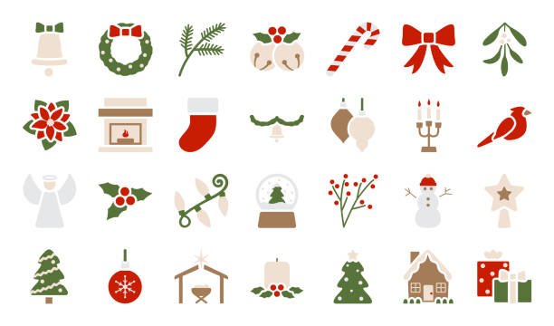 Christmas decoration icons A set of Christmas decoration themed icons christmas stars stock illustrations