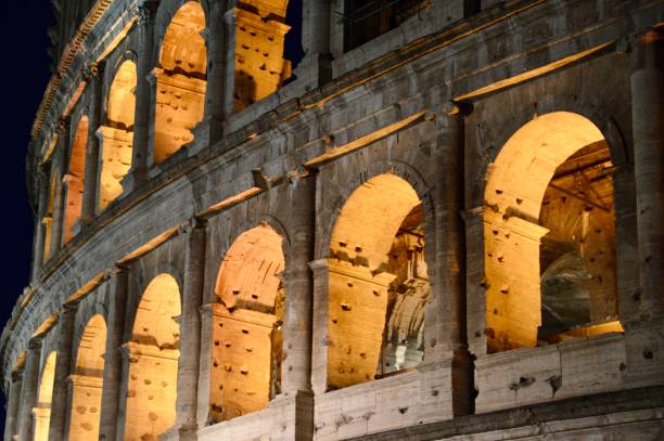 istock Roman archs iluminated at night 2169656881