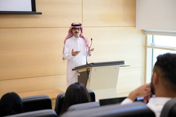 istock Saudi professor giving lecture to university students in auditorium 2169658891