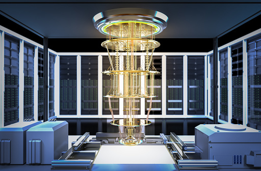 Quantum Server Network With Quantum Computer Machine In Server Room ...