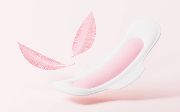 istock Menstrual pad and feathers, soft, light and breathable, 3d rendering. 2169661029