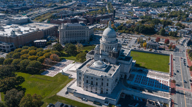 istock Administative District on Capitol Hill with Rhode Island State House and Providence streets view from above. 2169662112