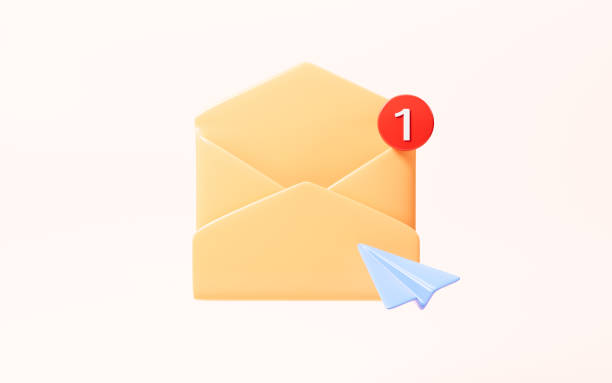 istock Cartoon opening mail in the yellow background, 3d rendering. 2169663078