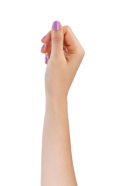istock Clipping path, woman hand touching or pointing on isolated white background. 2169669242
