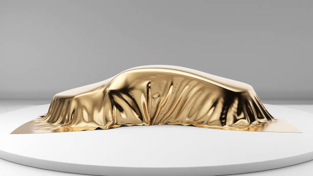 istock gold car cover on white background,golden cloth,side view,3d rendering 2169670350