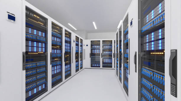 istock Shot of Data Center With Multiple Rows of Fully Operational Server Racks. Modern Telecommunications,Data center cooling,server room,3d rendering 2169670473