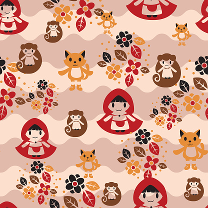 Cartoon Tale Pattern Cute And Minimalistic Fairy Tale Repeat Pattern Design Stock ...