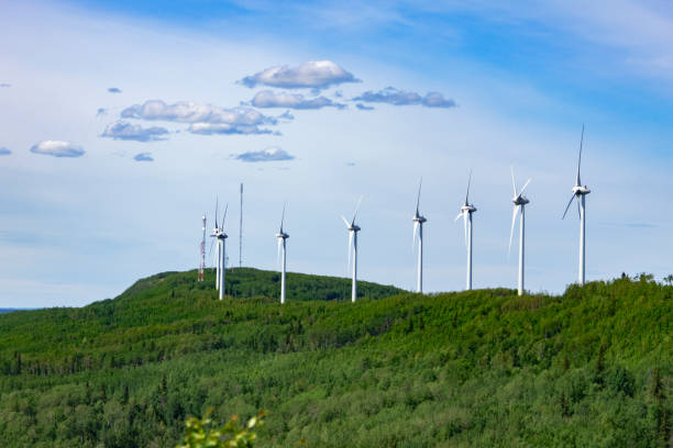 istock Windmills making green energy in the forest on the mountain. 2169678305