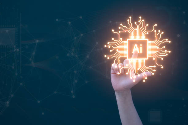 istock artificial intelligence AI technology and Digital transformation concept, Ai focused in life Kid hand pointing at virtual AI icon tech background 2169680040