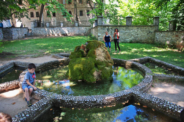 Roncesvalles (Orreaga), Navarra, Spain - October 16, 2023: Cloister of Santa Maria de Roncesvalles