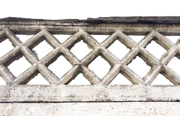 istock Old concrete fence on white background 2169682870