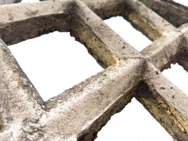 istock Old concrete fence on white background 2169682880