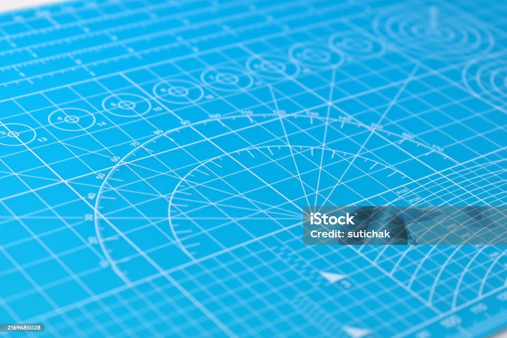Graphics Mat For Measurements Blue Cutting Mat Board Background With Line And Scale Measure Guide ...