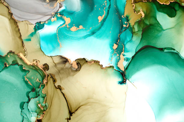 istock Natural  luxury abstract fluid art painting in liquid ink technique. Tender and dreamy  wallpaper. Mixture of colors creating transparent waves and golden swirls. For posters, other printed materials 2169686020