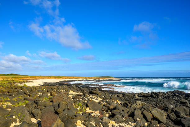 Waves at the most southern point of the United States at the rough south coast of Big Island in Hawaii