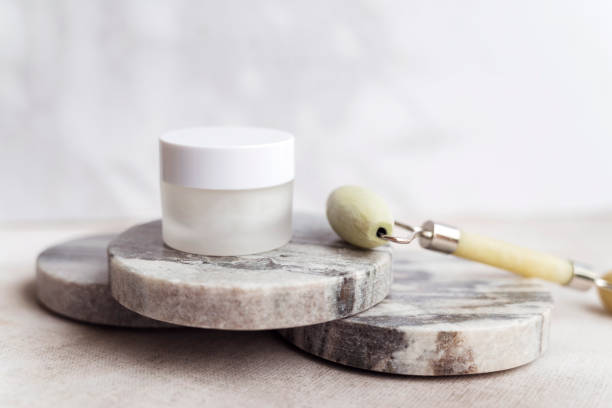 istock Anti aging face cream on a  marble tray 2169693489