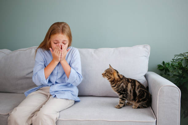 istock The child is allergic to a cat. 2169698636