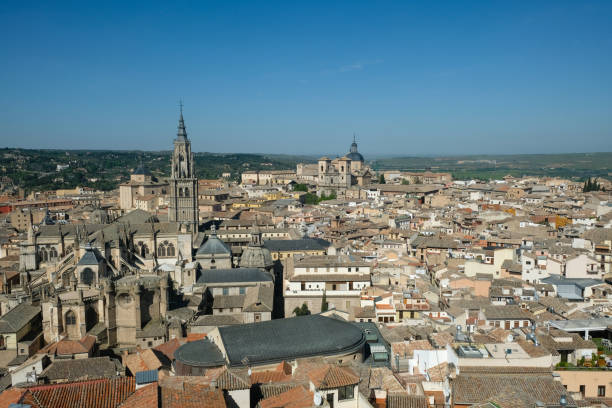 Toledo old town aerial view, Spain