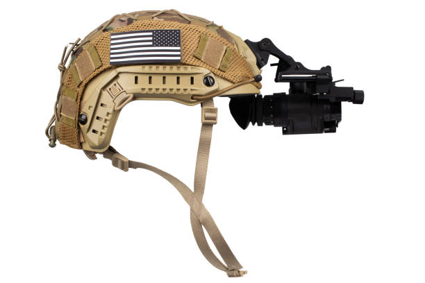 istock Night vision monocular on army helmet. 2169717861