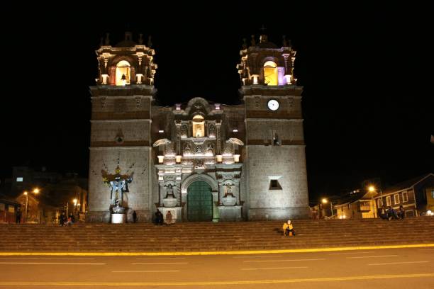 istock Night view of Puno Cathedral in Puno, Peru 2169718625