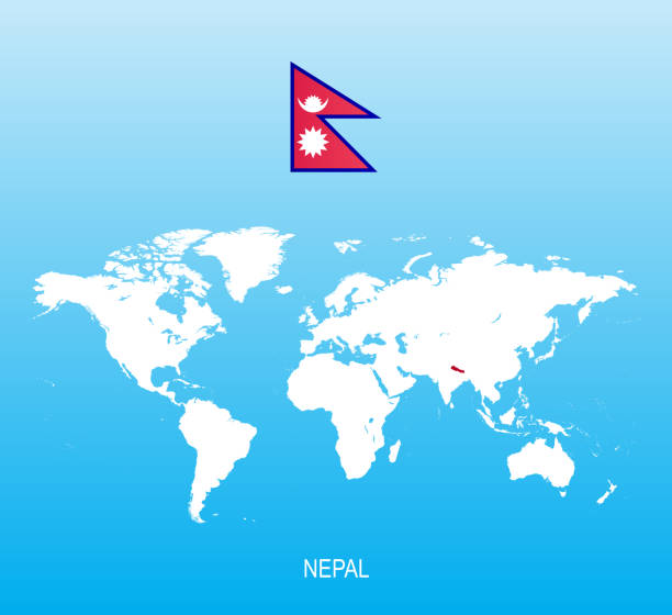 Flag Of Nepal And Location On World Map Stock Download Flag Of Nepal And Location On World Map 
