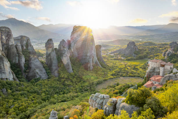 istock Greek Rock Monastery in Kalambaka Valley Before Sunset 2169720071