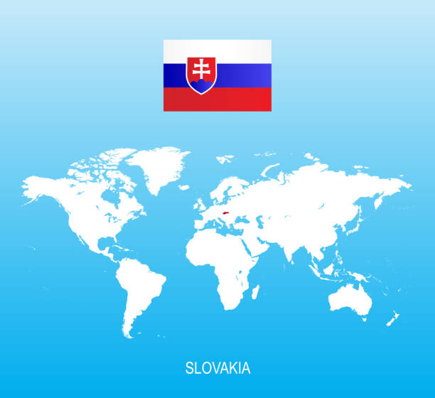 Flag Of Slovakia And Location On World Map Stock Flag Of Slovakia And Location On World Map 